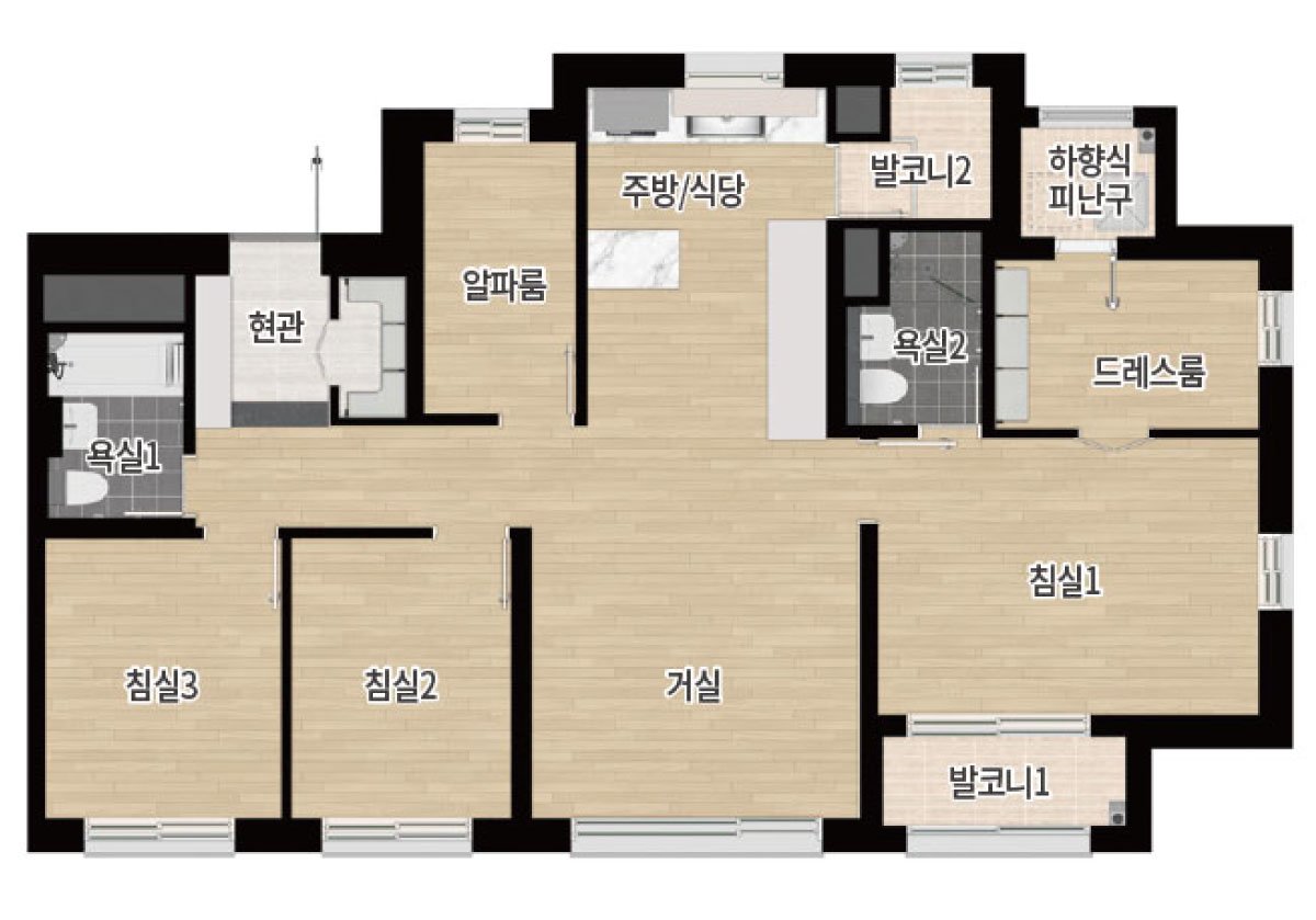 1단지 72㎡ B 평면도