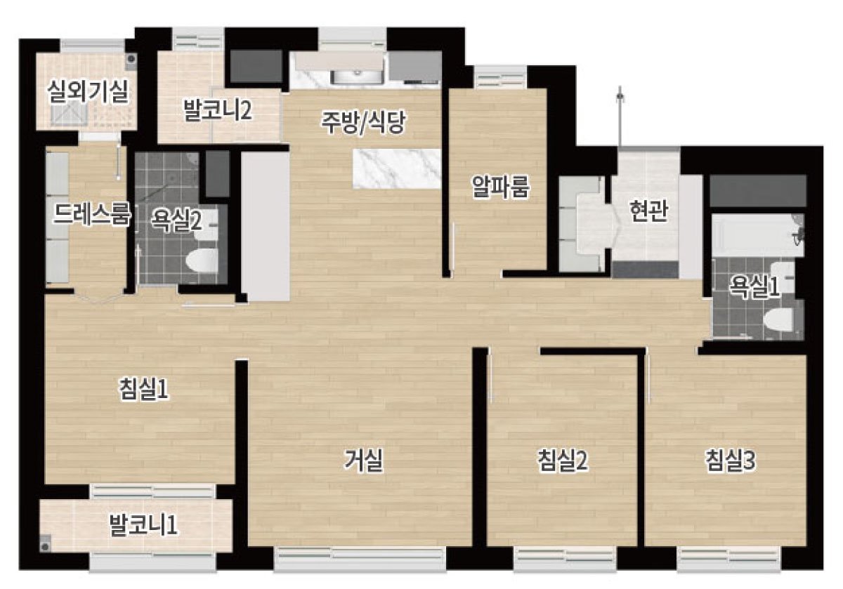 1단지 72㎡ A 평면도