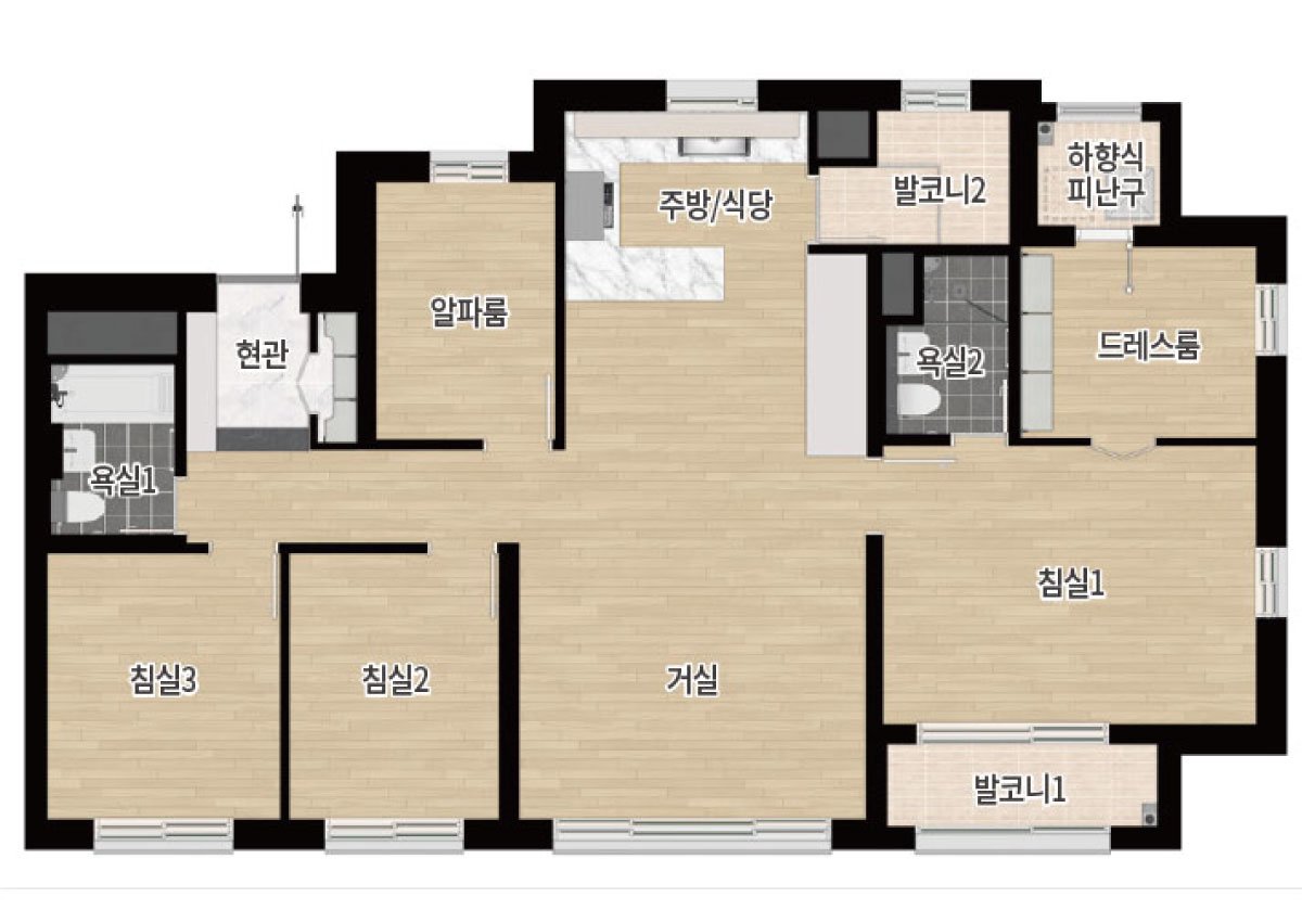 1단지 84㎡ B 평면도