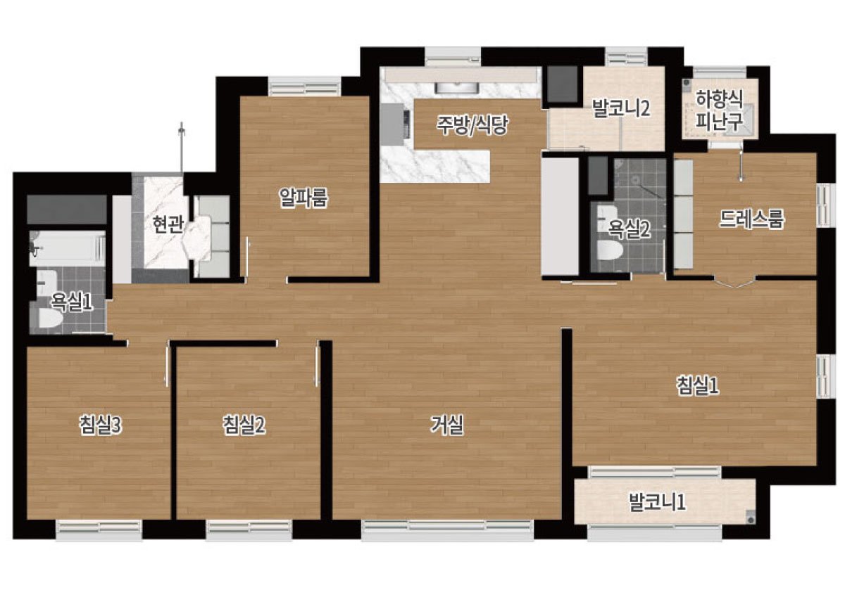1단지 95㎡ B 평면도